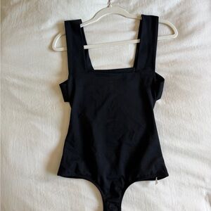 Free People Black Square-Neck Bodysuit